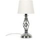 Traditional Table Lamp Metal Base Fabric Tapered Lampshade Light - Chrome + led Bulb