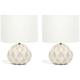 Pair of Natural Ceramic Table Lamps Cream Lampshades Bedside Bedroom Lights + led Bulb