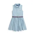 Ralph Lauren Kids' Day Sleeveless Belted Cotton Chambray Shirt Dress, Medium Wash