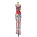 Shein Casual Dress - Bodycon Plunge Sleeveless: Red Floral Dresses - Women's Size Small