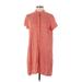 Dusen Dusen Casual Dress - Shift Mock Short sleeves: Orange Dresses - Women's Size Small