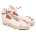 Keilsandalette TOMMY HILFIGER "BASIC OPEN TOE MID WEDGE" Gr. 36, rosa (rose) Damen Schuhe Sandaletten