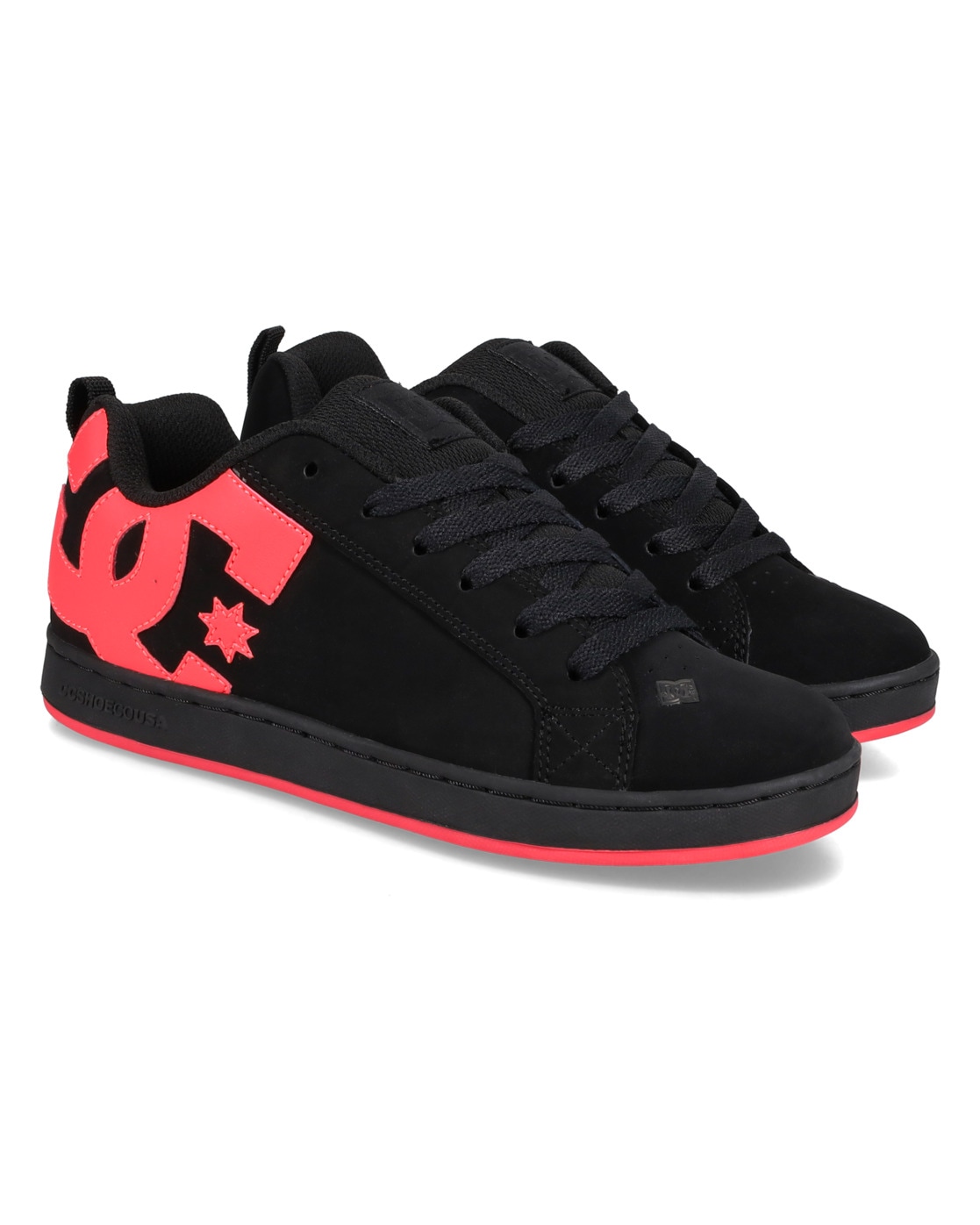 Sneaker DC SHOES "Court Graffik", Damen, Gr. 7(38), schwarz (schwarz, hot pink), 55, 91% Leder, 38, 75% Synthetik, 5, 34% Polyester, Schuhe Sneaker