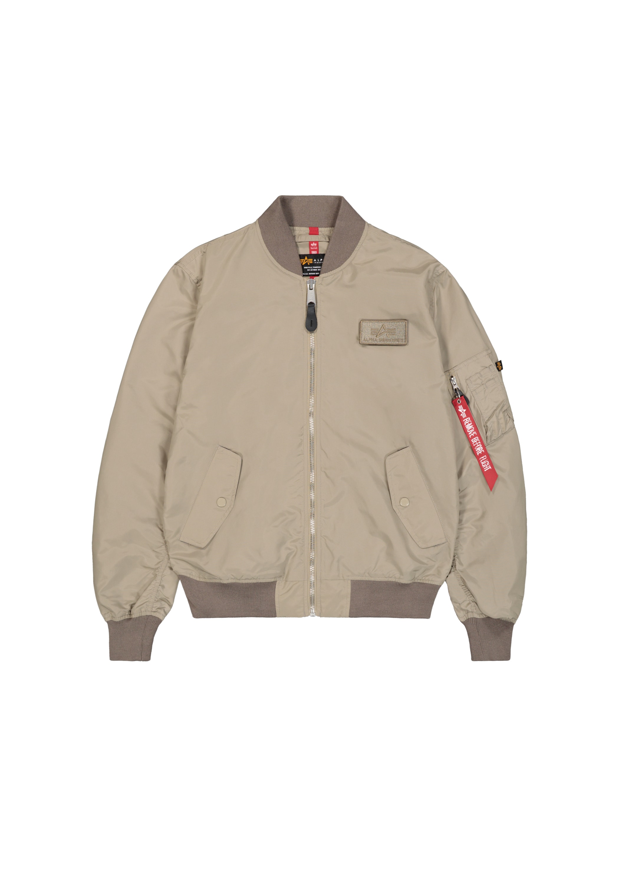 Bomberjacke ALPHA INDUSTRIES "MA-1 TTC Light", Herren, Gr. M, beige (vintage sand), Obermaterial: 100% Nylon, Futter: 100% Nylon, Jacken Bomberjacke