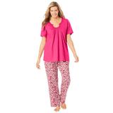 Plus Size Women's Embroidered Short-Sleeve Sleep Top by Catherines in Raspberry Sorbet (Size L)