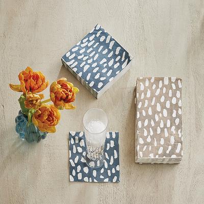 Set of 2 Thandie Watercolor Paper Napkins 8 - Cocktail Napkin Indigo - Ballard Designs