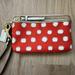 Coach Bags | Coach Zippered Wristlet With Card Slots And Outside Pocket Euc | Color: Cream/Red | Size: Os