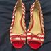 Kate Spade Shoes | Kate Spade Peep Toe Wedge Heels | Color: Red/White | Size: 9