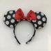 Disney Accessories | Disney Black & Silver Sequin Polka Dot Red Bow Minnie Mouse Ears Headband | Color: Black/Red | Size: Os
