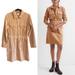 J. Crew Dresses | J Crew Woman’s Zip Front Cinched Long Sleeve Dress In Corduroy, Size 6 | Color: Brown/Tan | Size: 6