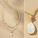 Anthropologie Jewelry | Anthropologie Stone Pendant Necklace, Set Of Two, Gold & Pearl Nwt | Color: Gold | Size: Os