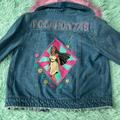 Disney Jackets & Coats | Disney Pocahontas Denim Jacket Pink Fur Neck Size 8 | Color: Blue/Pink | Size: 8g
