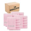 Arkwright Makeup Remover Wash Cloth - (Case of 108) Bulk Soft Coral Fleece Microfiber Fingertip Face Towel Washcloths for Hand and Make Up, 13 x 13 in, Pink