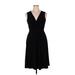 Jones Wear Dress Casual Dress - A-Line V Neck Sleeveless: Black Print Dresses - Women's Size 14