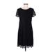 Laundry by Shelli Segal Casual Dress - Party Scoop Neck Short sleeves: Black Solid Dresses - Women's Size 6
