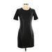 BCBGMAXAZRIA Casual Dress - Sheath Crew Neck Short sleeves: Black Print Dresses - Women's Size 2X-Small