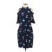 Rebecca Taylor Casual Dress - Sheath Mock Short sleeves: Blue Floral Dresses - Women's Size 8