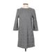 Easy Wear Jeans Casual Dress - Shift Crew Neck 3/4 sleeves: Gray Print Dresses - New - Women's Size X-Small
