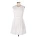 Gap Casual Dress - A-Line V Neck Sleeveless: White Solid Dresses - Women's Size 8