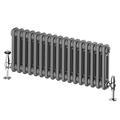 Utopia Horizontal Radiator Traditional 2 Panel Column Central Heating Living Room Hallway Bathroom Kitchen Radiator 300 x 785mm - Grey