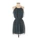 Sweet Storm Casual Dress - Mini Halter Sleeveless: Blue Dresses - Women's Size Small