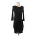 Gap Outlet Casual Dress - Sheath Crew Neck 3/4 sleeves: Black Print Dresses - Women's Size X-Small