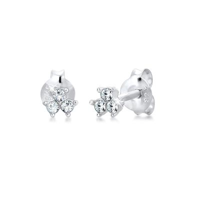 Paar Ohrstecker ELLI "Geo Trio Fein Kristalle 925 Silber", silber (silber, weiß), Ohrringe, Damen, OneSize,mit Steinen, Silber 925 (Sterlingsilber) Image