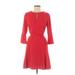 Ann Taylor Casual Dress - A-Line: Red Solid Dresses - Women's Size 6 Petite