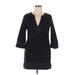 J.Crew Casual Dress - Bodycon V-Neck 3/4 sleeves: Black Solid Dresses - Women's Size Medium