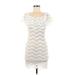 Nightcap Clothing Casual Dress - Bodycon Scoop Neck Short sleeves: Ivory Dresses - Women's Size Medium