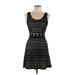 American Rag Cie Cocktail Dress - A-Line: Black Grid Dresses - Women's Size Large