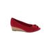 American Eagle Shoes Wedges: Red Solid Shoes - Women's Size 4 - Peep Toe