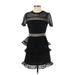 Aqua Cocktail Dress - Mini: Black Grid Dresses - Women's Size Small
