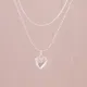 Aihua-Collier Coeur Kpop Double Couche pour Femme French Lucky Bean Love Clavicle JOKorean Simple