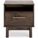 Signature Design By Ashley Calverson Modern 1 Drawer Nightstand w/ Open Cubby Wood in Brown | 21.18 H x 14.93 W x 19.69 D in | Wayfair EB3660-291