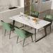 Orren Ellis Table simple matte rock plate modern home dining table table & chair combination, in Black/White | Wayfair