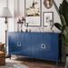 Latitude Run® Stylish & Functional 4-Door Storage Cabinet w/ pine legs & MDF Wood in Blue | 32.48 H x 59.85 W x 15.75 D in | Wayfair