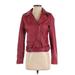 Faux Leather Jacket: Short Red Print Jackets & Outerwear - Women's Size Small