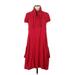 Kensie Casual Dress - A-Line Collared Short sleeves: Red Print Dresses - Women's Size Medium