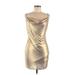 Missguided Cocktail Dress - Bodycon Cowl Neck Sleeveless: Gold Print Dresses - Women's Size 8