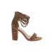 Oasis Society Heels: Tan Print Shoes - Women's Size 8 - Open Toe