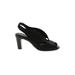 Rockport Heels: Slingback Chunky Heel Minimalist Black Print Shoes - Women's Size 5 1/2 - Open Toe