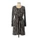 Simply Vera Vera Wang Casual Dress - A-Line Scoop Neck Long sleeves: Gray Dresses - Women's Size Large