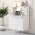 Storage Dresser with Mirror and Makeup Table White