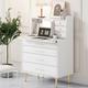 Storage Dresser with Mirror and Makeup Table White