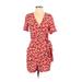 Madewell Casual Dress - Mini V-Neck Short sleeves: Red Print Dresses - Women's Size 2