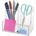 2pcs Acrylic Pen Holder Countertop Pen Holder Multi-grid Pen Container Makeup Brush Organizer