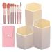 Beautiful Practical and Convenient: 3-Slot Pink Makeup Brush Holder Organizer and 8pcs Cosmetic Brushes Set