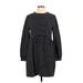 Ann Taylor LOFT Casual Dress - Mini Crew Neck Long sleeves: Black Print Dresses - New - Women's Size Medium