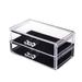 2 Tier Makeup Organizer Storage Box Cosmetic Insert Holder Jewelry Watches Display Cube with 2 Large Long Removable Drawers
